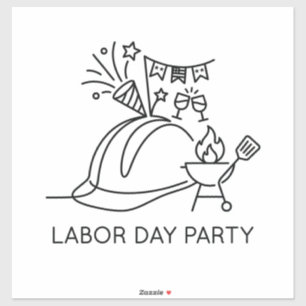 Minimalist Labor Day Party Hard Hat & Grill Line A