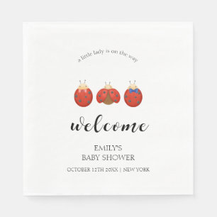 Minimalist Ladybug Family Baby Shower Welcome  Napkin