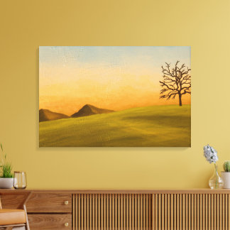 Minimalist Landscape with Bare Tree Canvas Print