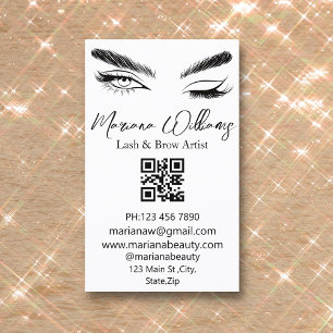 minimalist lash and brow artist qr code modern  business card