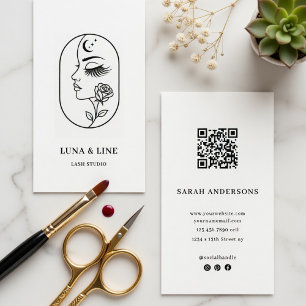 Minimalist Lash Artist Business Card with QR Code