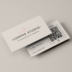 Minimalist Lash Brows Makeup Artist Ivory Monogram Business Card