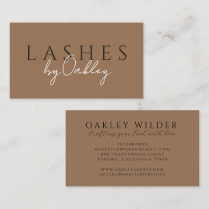 Minimalist Lash Technician Brown Business Card