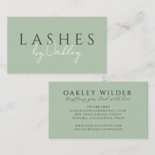 Minimalist Lash Technician Sage Green Business Card