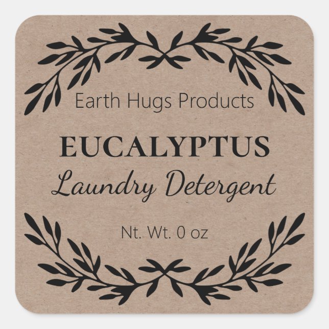 Minimalist Laundry Detergent Kraft Labels (Front)