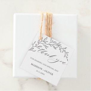 Minimalist Laurel Branch Leaf Wedding Thank You Favour Tags
