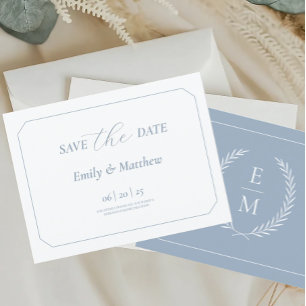 Minimalist Laurel Monogram Wedding Save The Date Announcement Postcard