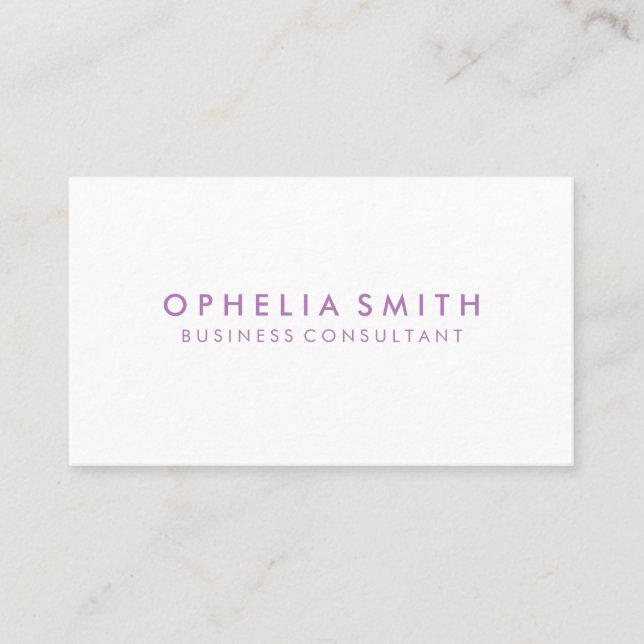 Minimalist Lavendar Text Business Card (Front)