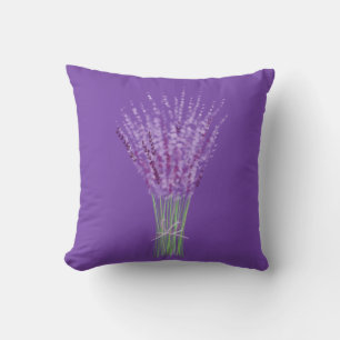 Minimalist Lavender Bouquet Illustration Cushion