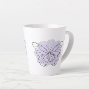 Minimalist Lavender Butterfly Watercolor Latte Mug