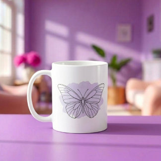 Minimalist Lavender Butterfly Watercolor Mug