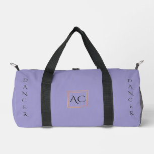 Minimalist Lavender Custom Name & Monogram Duffle Bag