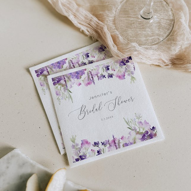 Minimalist lavender lilac bridal shower napkin (Creator Uploaded)