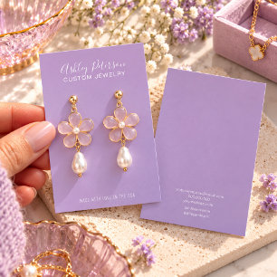Minimalist lavender purple jewellery earring displ business card