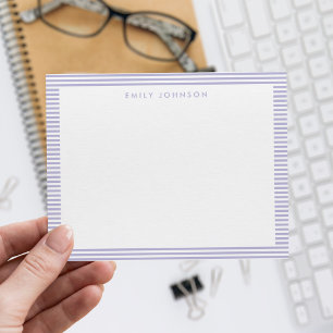 Minimalist Lavender Purple Stripes Monogram Card