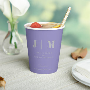 Minimalist Lavender Silver Simple Drink Wedding Paper Cups