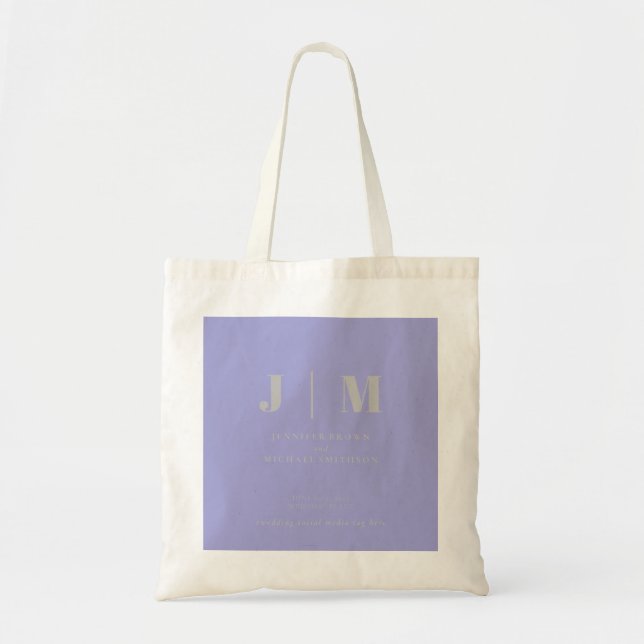 Minimalist Lavender Silver Simple Square Wedding Tote Bag (Front)
