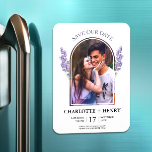 Minimalist Lavender Wedding Save The Date Photo Magnet