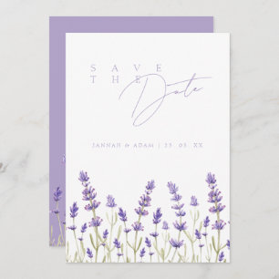 Minimalist Lavender Wildflowers Initials Wedding Save The Date