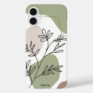 Minimalist Leaf– Earthy Tones, Customisable iPhone 16 Plus Case