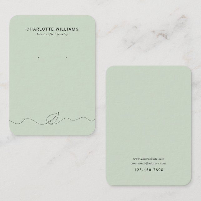 Minimalist Leaf Line Art Jewellery Card (Front/Back)