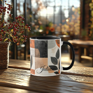 Minimalist Leaf Mug - Personalised Rustic Earthy