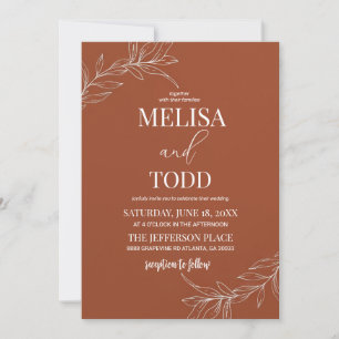 Minimalist Leaves and Branches Wedding Invitation