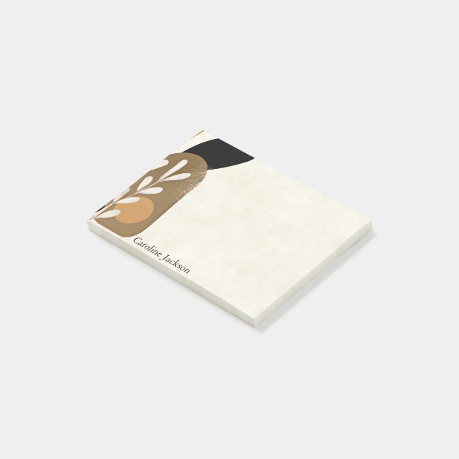 Minimalist leaves and stone personalised post-it notes (Angled)