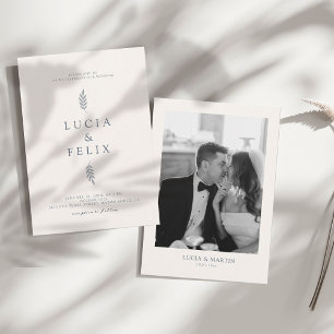 Minimalist Leaves Delicate Photo Wedding Invitation