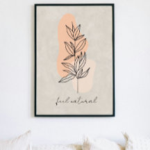 minimalist leaves line art abstract poster