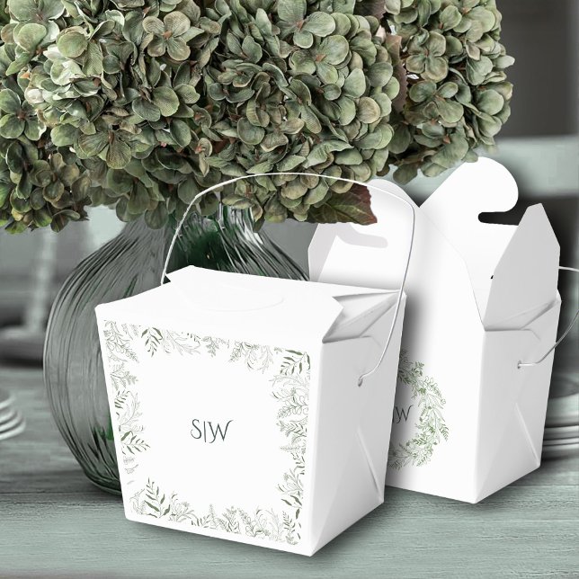 Minimalist Leaves Monogram Wedding Favour Box (Creator Uploaded)