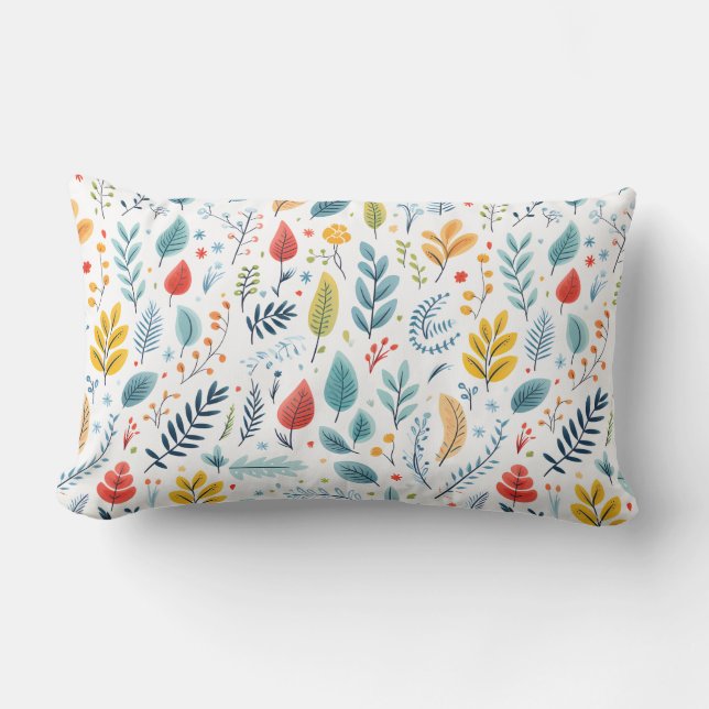 Minimalist Leaves Pattern Lumbar Cushion (Front)