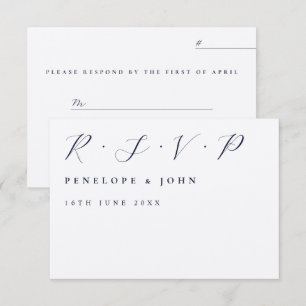 Minimalist Left-Aligned Script Name Date Wedding RSVP Card