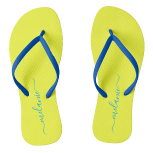 Minimalist Lemon Custom Script Name Jandals