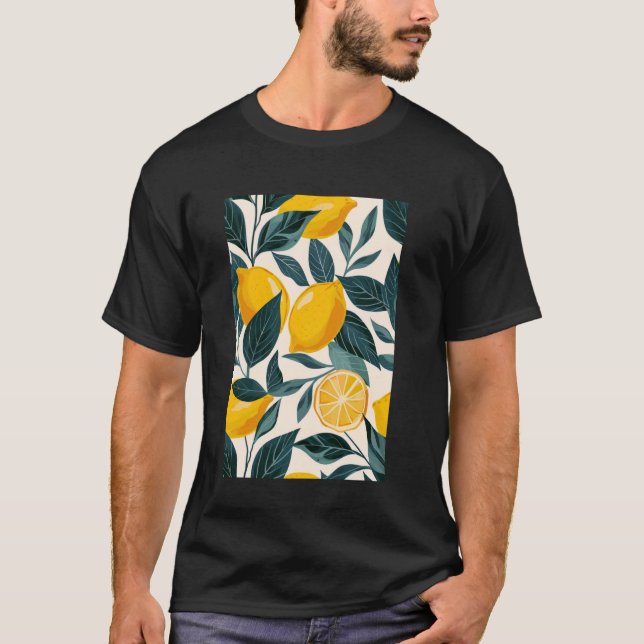 Minimalist Lemon Fruit Pattern Art  1 T-Shirt (Front)