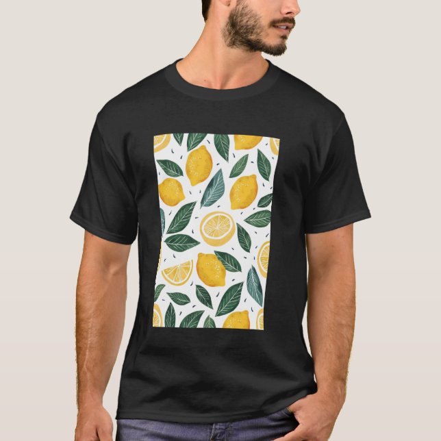 Minimalist Lemon Fruit Pattern Art T-Shirt (Front)