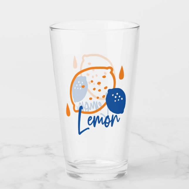 Minimalist Lemon Line Art – Modern Citrus Fruit Glass (Front)