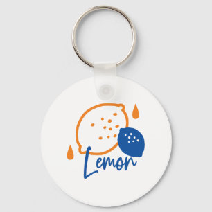 Minimalist Lemon Line Art – Modern Citrus Fruit Key Ring