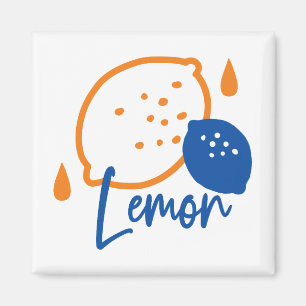 Minimalist Lemon Line Art – Modern Citrus Fruit Magnet