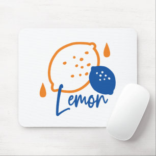 Minimalist Lemon Line Art – Modern Citrus Fruit Mouse Pad