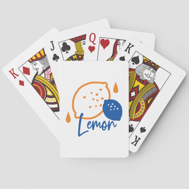Minimalist Lemon Line Art – Modern Citrus Fruit Playing Cards (Back)