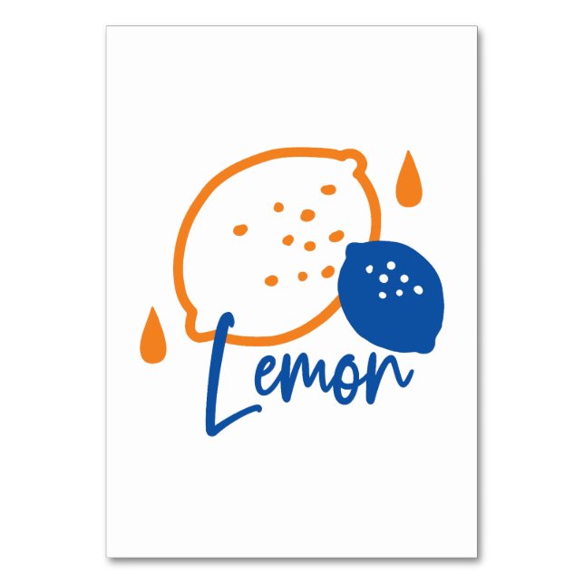 Minimalist Lemon Line Art – Modern Citrus Fruit Table Number (Front)