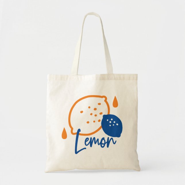 Minimalist Lemon Line Art – Modern Citrus Fruit Tote Bag (Front)
