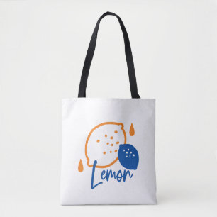 Minimalist Lemon Line Art – Modern Citrus Fruit Tote Bag