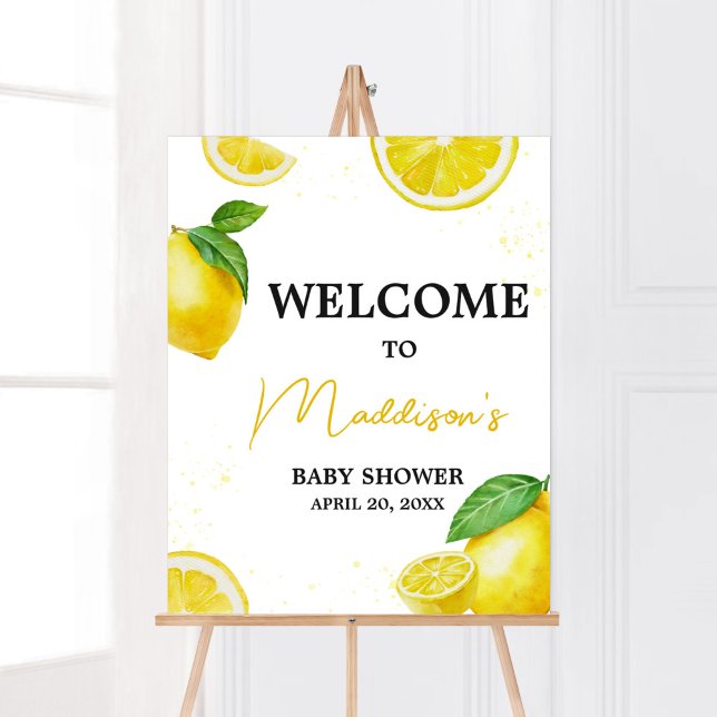 Minimalist Lemonade Baby Shower Welcome Poster (Gender Neutral Summer Citrus Baby Shower Welcome Sign)
