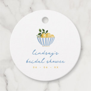 Minimalist Lemons Blue & Yellow Bridal Shower Favour Tags