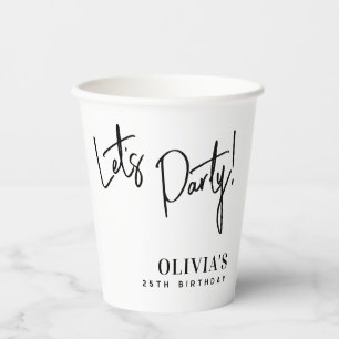 Minimalist Let’s Party Birthday Paper Cups