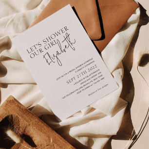 Minimalist Let's Shower Our Girl Bridal Shower Invitation