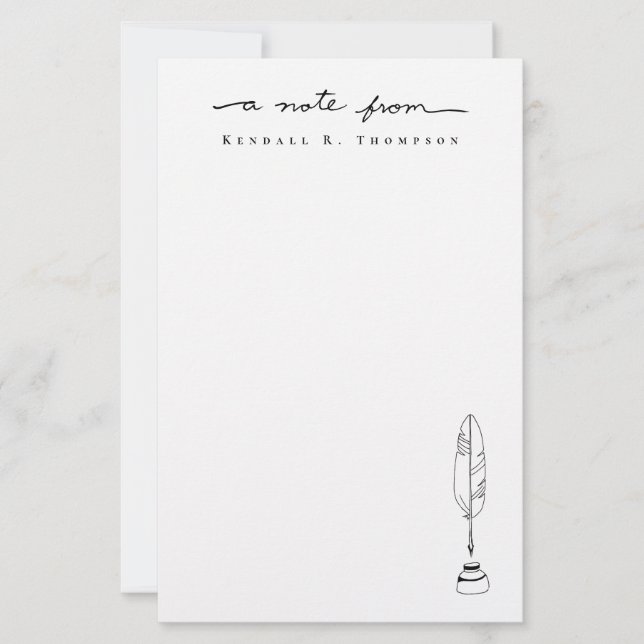 Minimalist Letter Set Quill Feather A note from Stationery (Front)