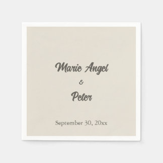 Minimalist Lettering Warm Neutral Wedding Napkin